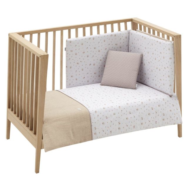 2-teiliges Bettbezug-Set für Babybett 60 Greeny Beige 100X140X3 cm.