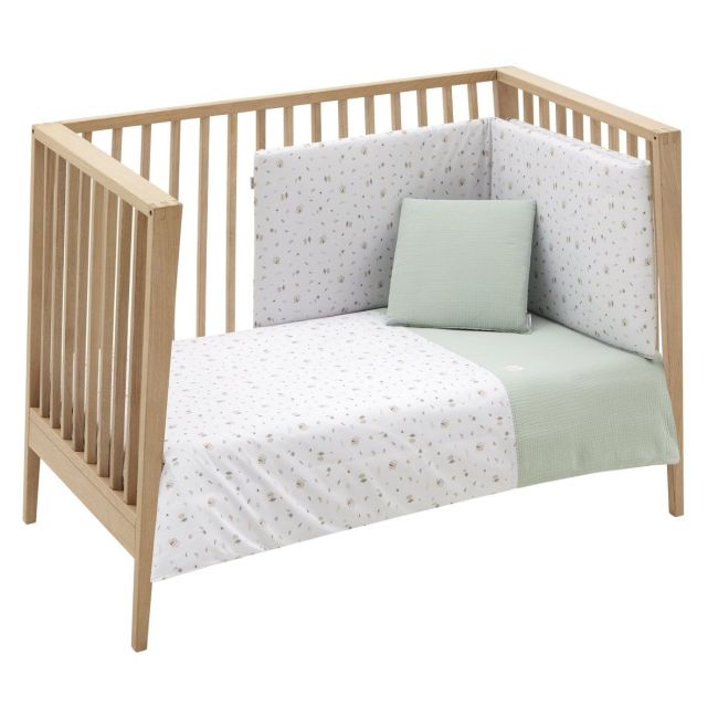 2-teiliges Bettbezug-Set für Babybett 60 Greeny Grün 100X140X3 cm.