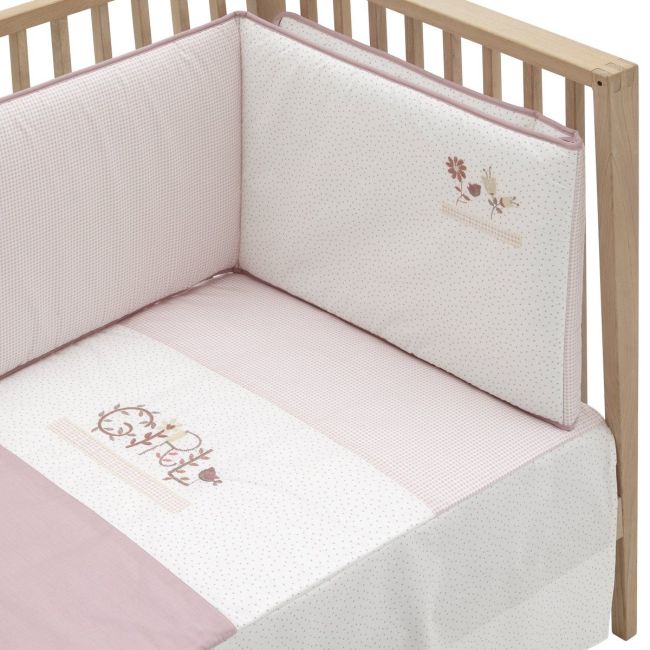 Set copripiumino e paracolpi (lettino 60) 60x120 cm Fiore Rosa