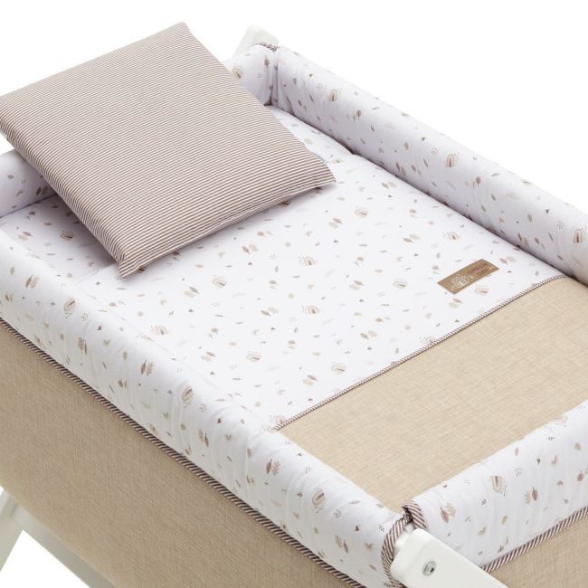 Culla a dondolo in legno Greeny beige/bianco 55x87x74 cm