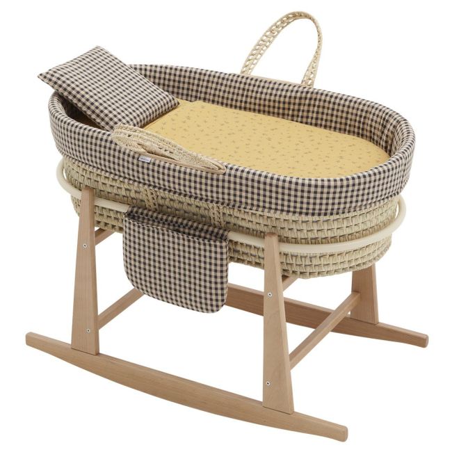 Moïse pour bébé My Cuco + Pieds Lansing Flower Moutarde/Vichy 49X80X61 cm