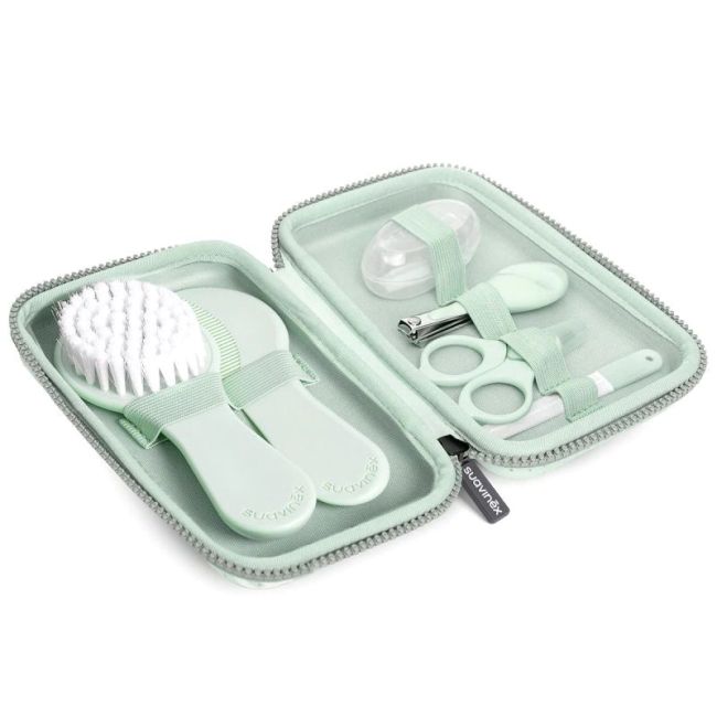 Set di manicure per neonati 6 pezzi coniglietti (+0 M.) verde.