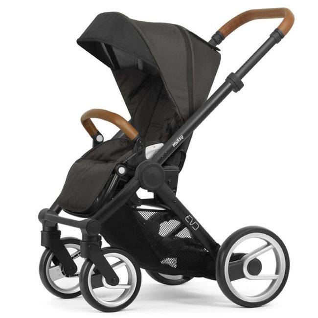 Kinderwagen Mutsy Evo Gestell Schwarz Stone Grey Dunkelbraun