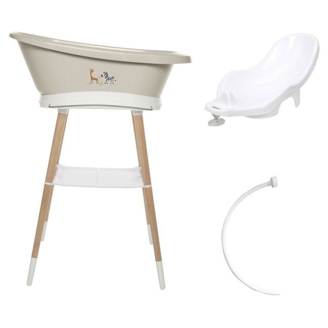 Ensemble baignoire Sense Jungle avec siège, tube et support blanc. BEBEJOU - 1