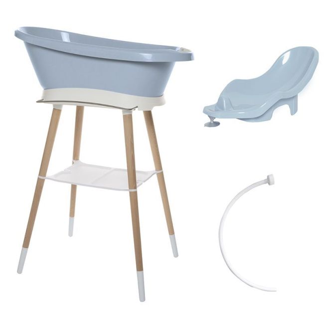 Ensemble de baignoire Sense LED Bleu Céleste pour Salle de Bain + Siège + Tube + Support Bleu Céleste