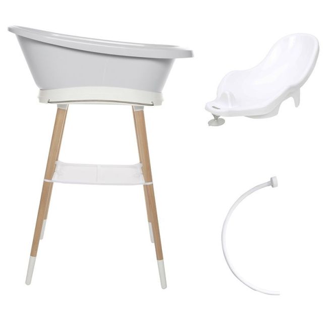 Set Badezimmer Sense LED Hellgrau Badezimmer+Sitz+Rohr+Support Weiß