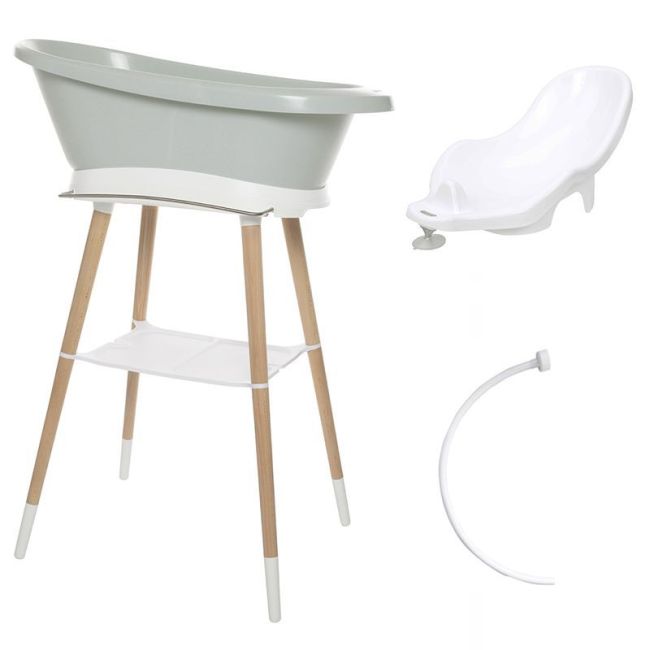 Ensemble Baignoire Sense LED Sky Vert Salle de Bain + Siège + Tube + Support Blanc BEBEJOU - 1