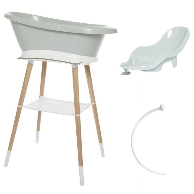 Set Vasca Sense LED Sky Green Bagno + Sedile + Tubo + Supporto Bianco