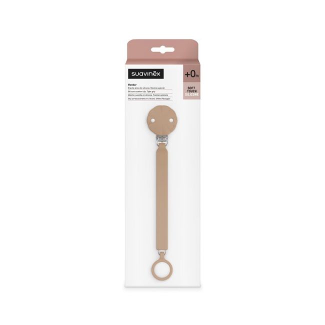 Attache-sucette en silicone Wonder Soft couleur Cork.