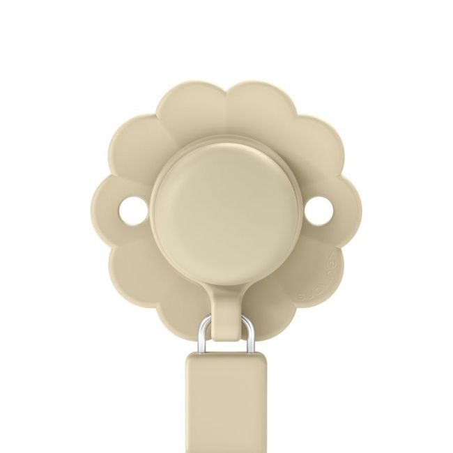 Attache-sucette en silicone Wonder Soft, couleur blanc et gris.