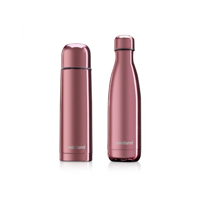 Set Thermos für Flüssigkeiten + Deluxe Flasche Miniland Mybaby & Me Rose Rosa