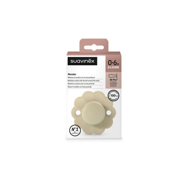 Tétine Wonder SX Pro en silicone 0-6M Blanc Gris