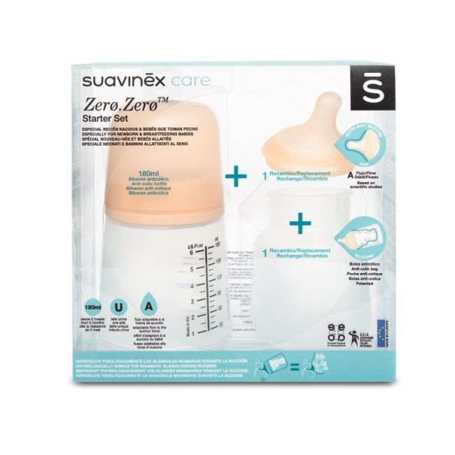 Ensemble de démarrage Biberon Suavinex Zero Zero 180 ml