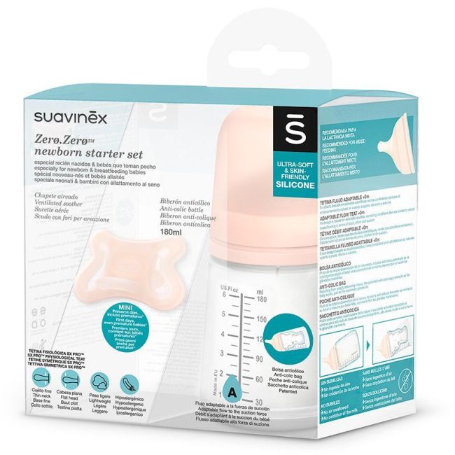 Ensemble de départ Suavinex Biberon 180ml + Tétine Zero Zero