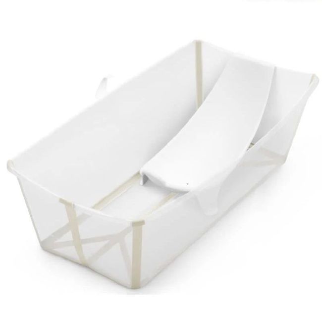 Ensemble de baignoire pliable pour bébé Flexi Bath Sandy Beige Transparent avec bouchon et transat nouveau-né STOKKE - 1