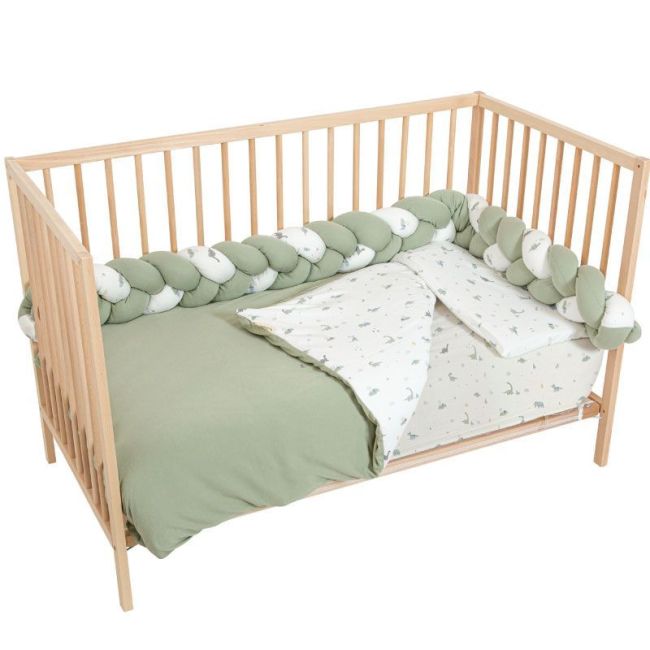 Ensemble de couette + tresse de lit imprimé dinosaures - Blanc et Vert BIMBIDREAMS - 1