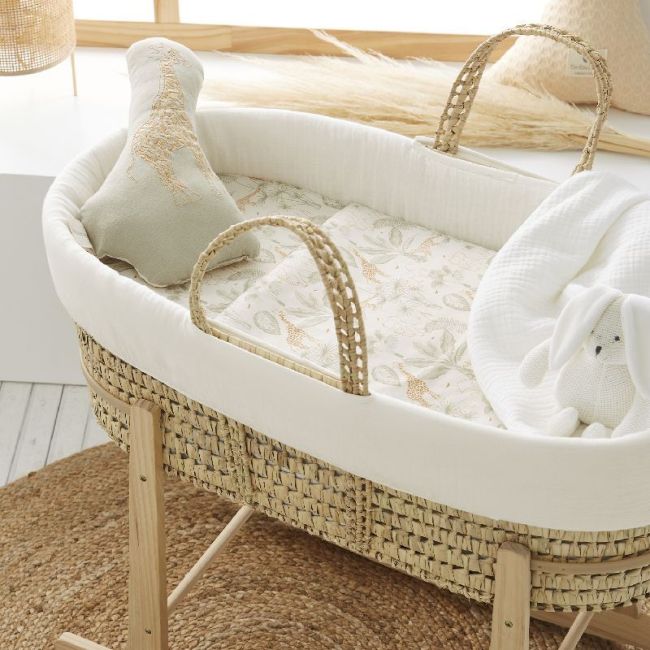 Decke + Kissen für Babykorb mit Masai-Print von Bimbidreams - Beige