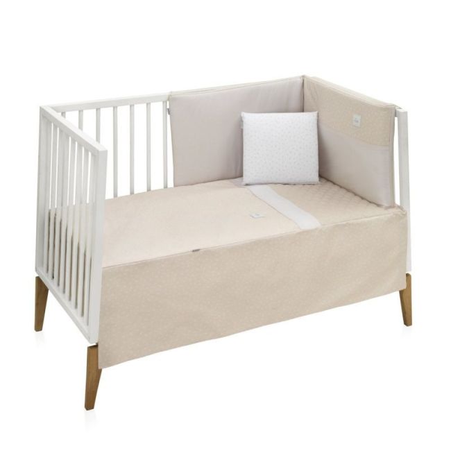 Ensemble de 2 pièces Couette I-V. Berceau 60 Frais Beige 60X120X3 Cm CAMBRASS - 1