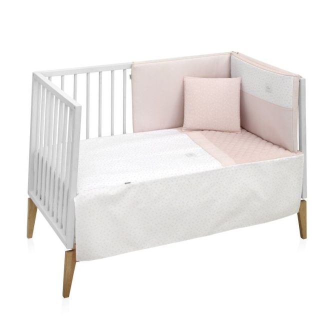 Ensemble de 2 pièces Couette I-V. Berceau 60 Frais Rose 60X120X3 Cm CAMBRASS - 1