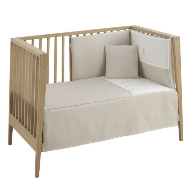 Ensemble de 2 pièces Couette I-V. Lit de bébé 60 Lin Beige 60X120X3 Cm CAMBRASS - 1