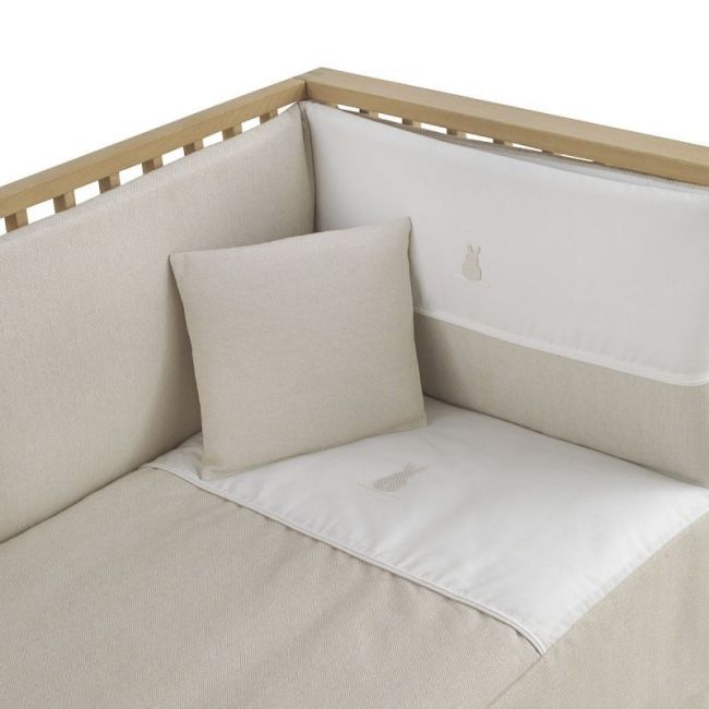 Ensemble de 2 pièces Couette I-V. Lit de bébé 60 Lin Beige 60X120X3 Cm CAMBRASS - 2