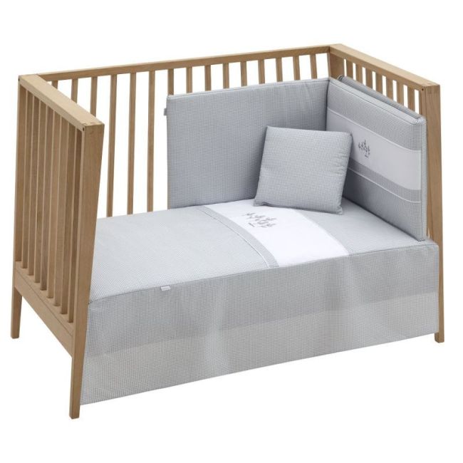 2-teiliges Bettdeckenset für Babybett 60 Mini Windsord Grau 60x120x3 cm. CAMBRASS - 1