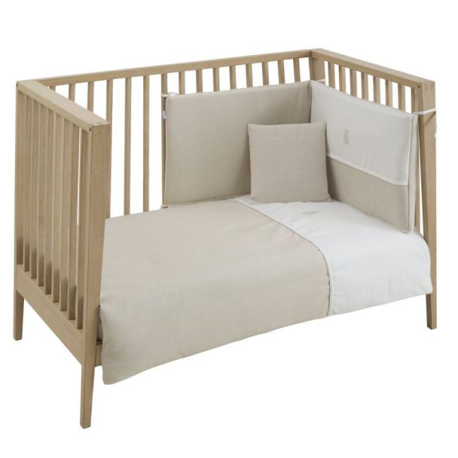 Jeu 2 Pièces F.Nordica Lit Bébé 60 Lin Beige 100X140X3 Cm CAMBRASS - 1