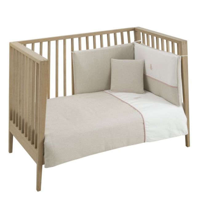 Jeu 2 Pièces F.Nordica Lit Bébé 60 Lin Rose 100X140X3 Cm CAMBRASS - 1