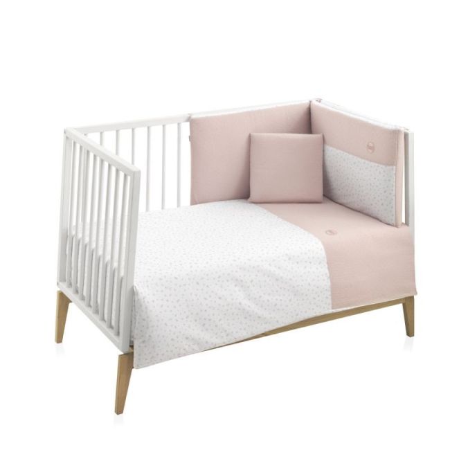 Jeu 2 Pièces F.Nordica Lit Bébé 60 Plumeti Rose 100X140X3 Cm CAMBRASS - 1