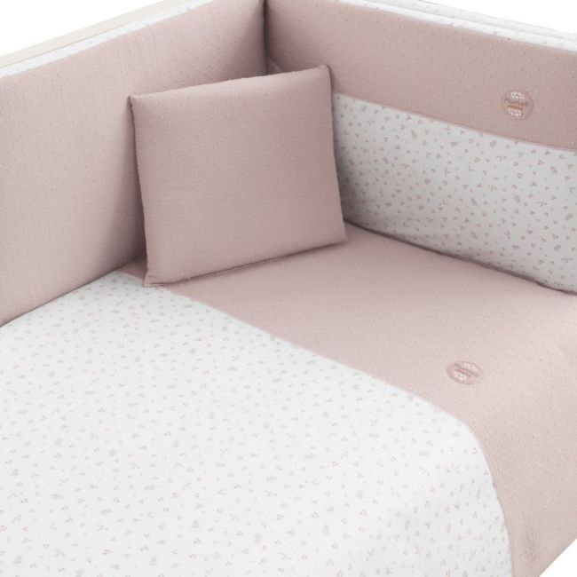 Jeu 2 Pièces F.Nordica Lit Bébé 60 Plumeti Rose 100X140X3 Cm CAMBRASS - 2