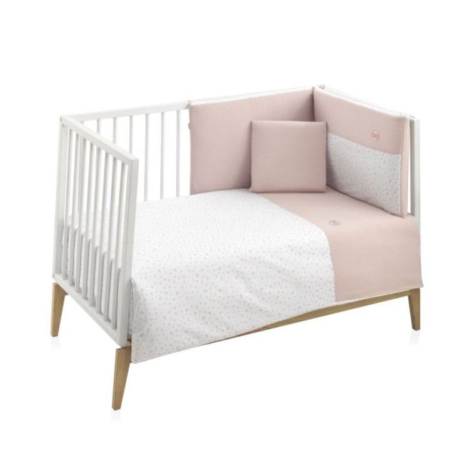 Jeu 2 Pièces F.Nordica Lit Bébé 70 Plumeti Rose 110X170X3 Cm CAMBRASS - 1