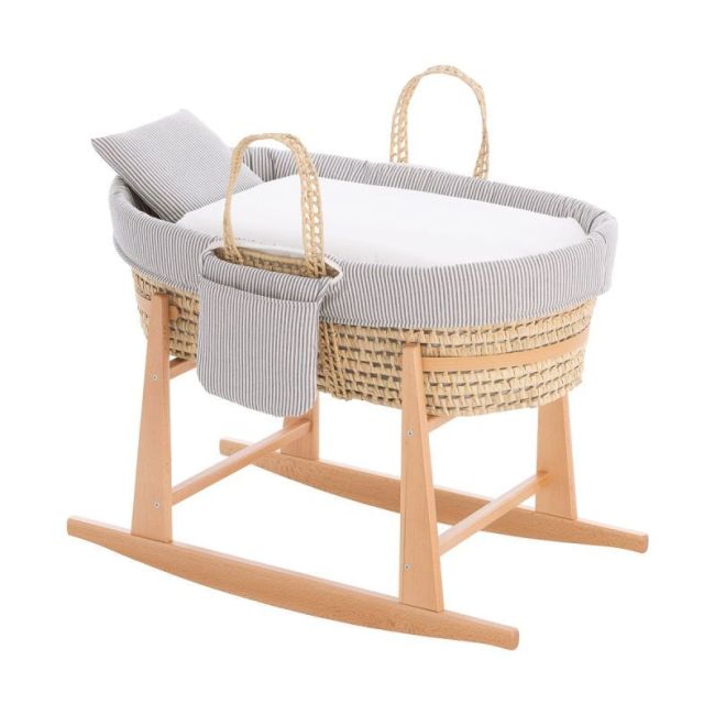 Moïse pour bébé My Cuco + Pieds Portland Rayures Gris/Piqué 49X80X61 CAMBRASS - 1