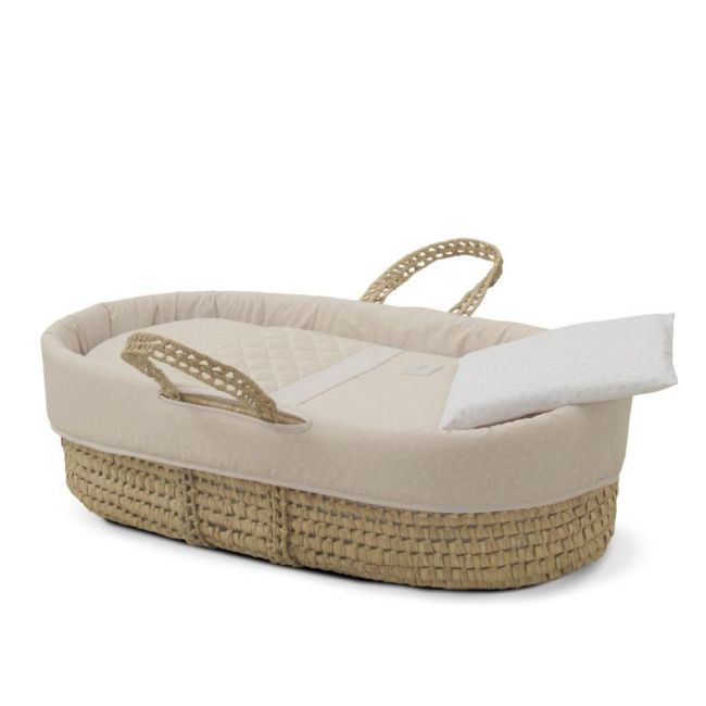 Moses Basket in Palm, Padded, Fresh Beige 39X80X25 cm CAMBRASS - 1