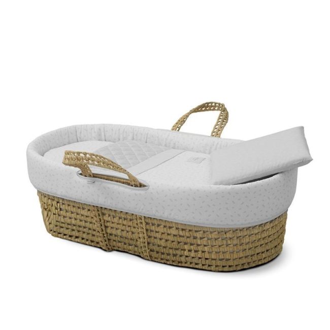 Moses Basket in Palm, Padded, Fresh Grey 39X80X25 cm CAMBRASS - 1