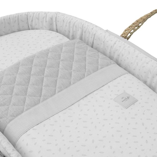 Moses Basket in Palm, Padded, Fresh Grey 39X80X25 cm CAMBRASS - 2