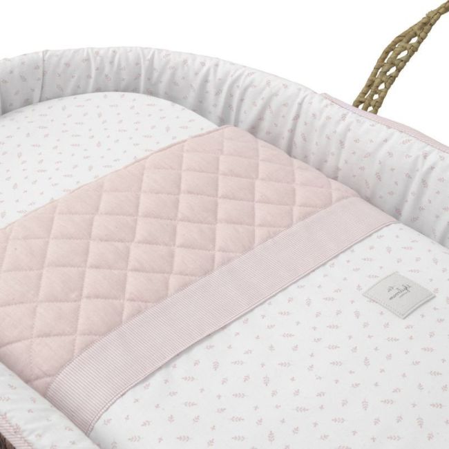 Moses basket in padded palm leaf, cool pink 39X80X25 cm. CAMBRASS - 2