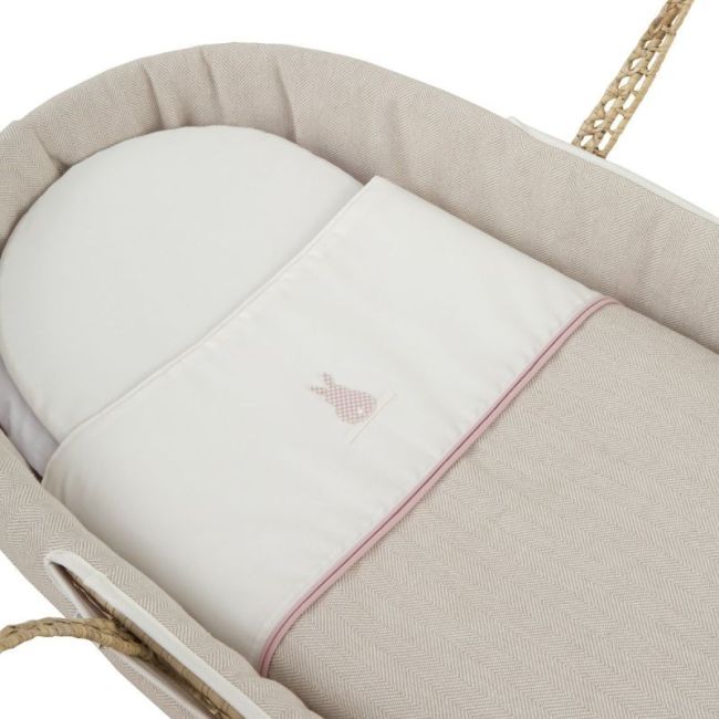 Moses Basket in Palm with Pink Linen Lining 39X80X25 cm CAMBRASS - 2