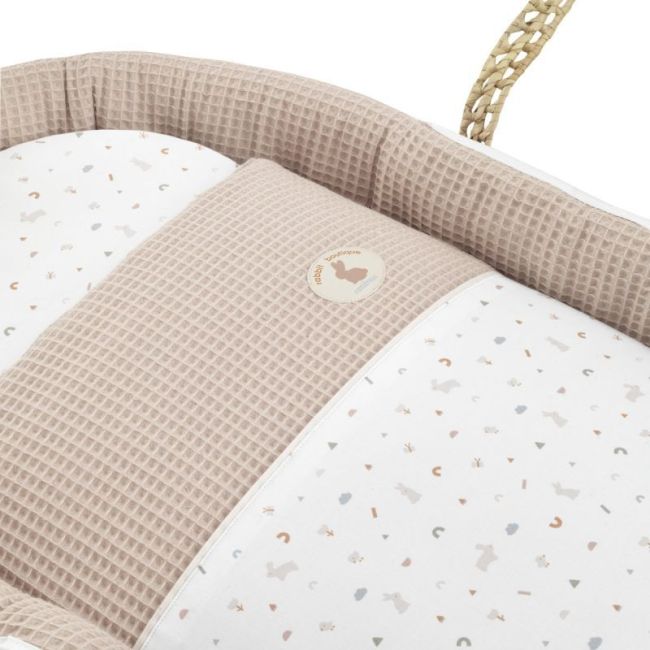 Moses Basket in Palm with Padded Rabbit Beige 39X80X25 cm CAMBRASS - 2