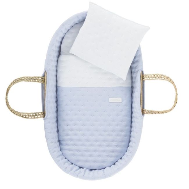 Moses Basket in Palm with Soft Light Blue Padding 39X80X25 cm CAMBRASS - 3