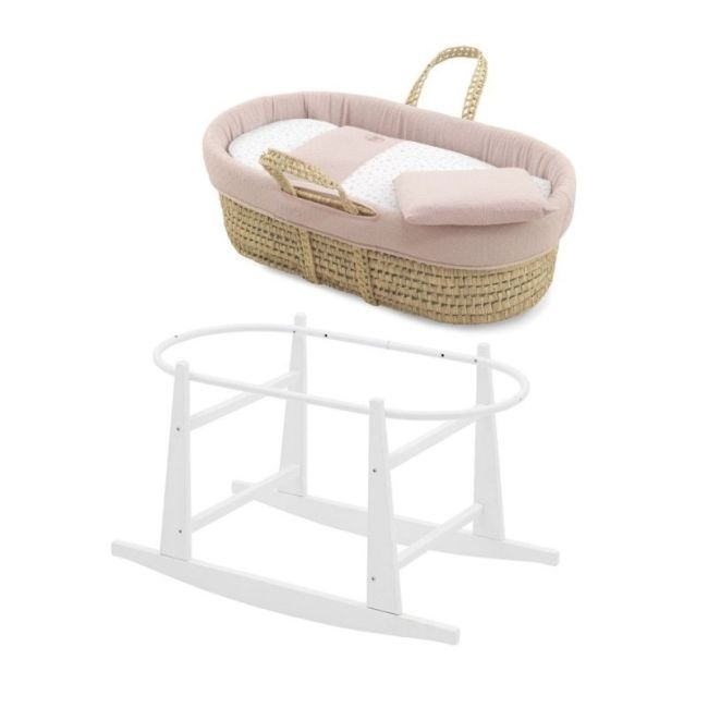 Moïse Palma rembourré avec pieds M.Bco Plumeti Rose/Blanc 39X80X25 cm CAMBRASS - 1