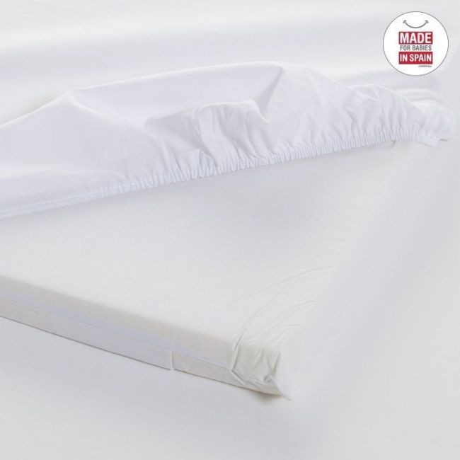 Draps-housses pour mini-berceau 50X90X12 cm uni et blanc CAMBRASS - 3