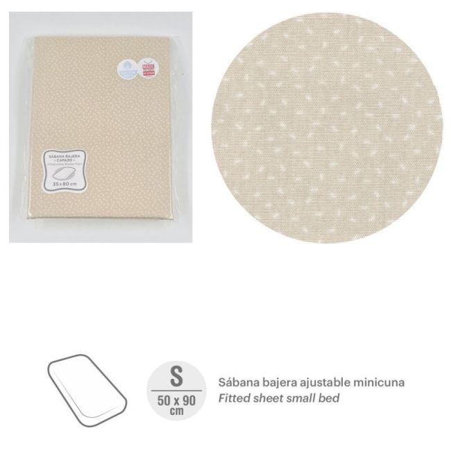 Draps-housses pour mini-berceau 50X90X12 cm Sky Beige CAMBRASS - 1