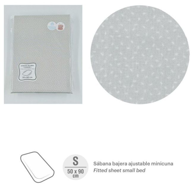 Draps housse pour mini-berceau 50X90X12 cm Sky Gris CAMBRASS - 1