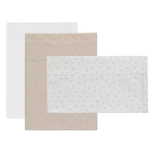 Drap housse berceau 3 pièces 80X120X1 cm Beige frais CAMBRASS - 1