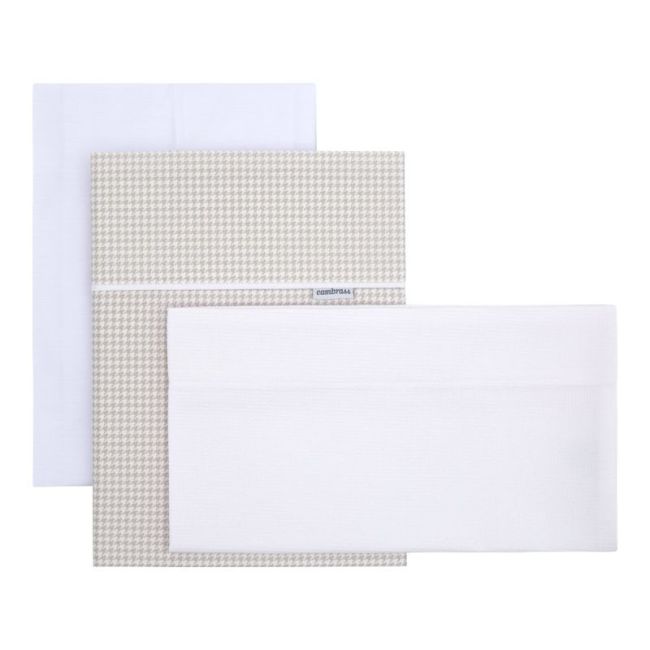 Drap housse berceau 3 pièces 80X120X1 cm Mini Windsord Crudo CAMBRASS - 1