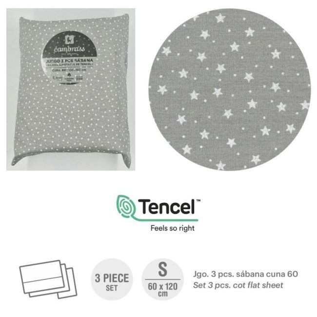 Tríptico Draps Lit Bébé 60 60X120X1 Cm Forêt Gris CAMBRASS - 1