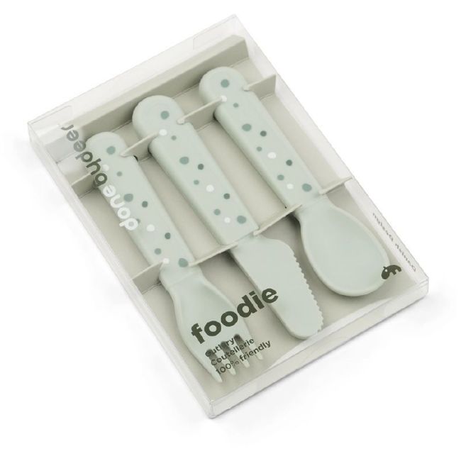 Set di 3 posate Foodie Happy Dots - Verde DONE BY DEER - 3