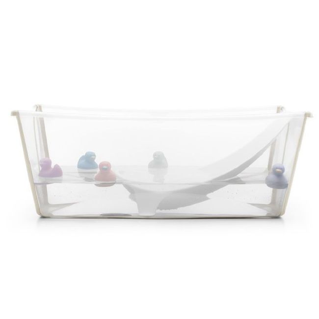 Ensemble de baignoire pliable pour bébé Flexi Bath Sandy Beige Transparent avec bouchon et transat nouveau-né STOKKE - 1