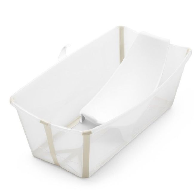 Ensemble de baignoire pliable pour bébé Flexi Bath Sandy Beige Transparent avec bouchon et transat nouveau-né STOKKE - 1