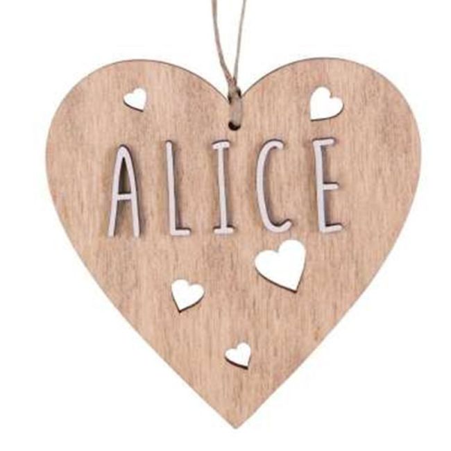 Cuore 9cm Legno Lettere Bianco